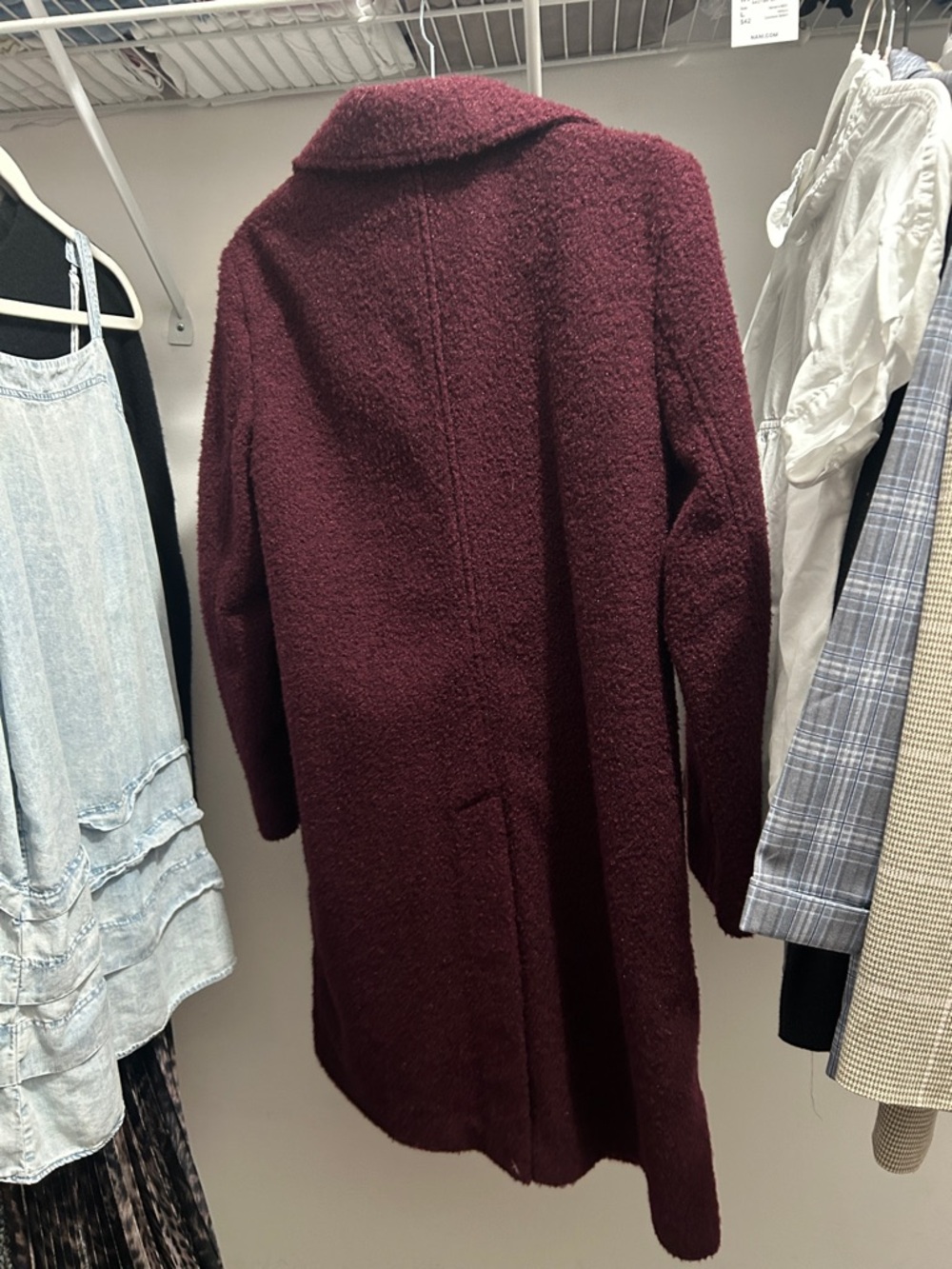 LOFT Women's Double-Breasted Burgundy Pea Coat - Picture 3 of 3
